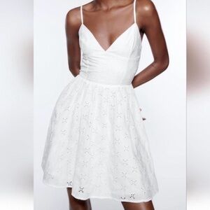 Zara White Eyelet Mini Dress